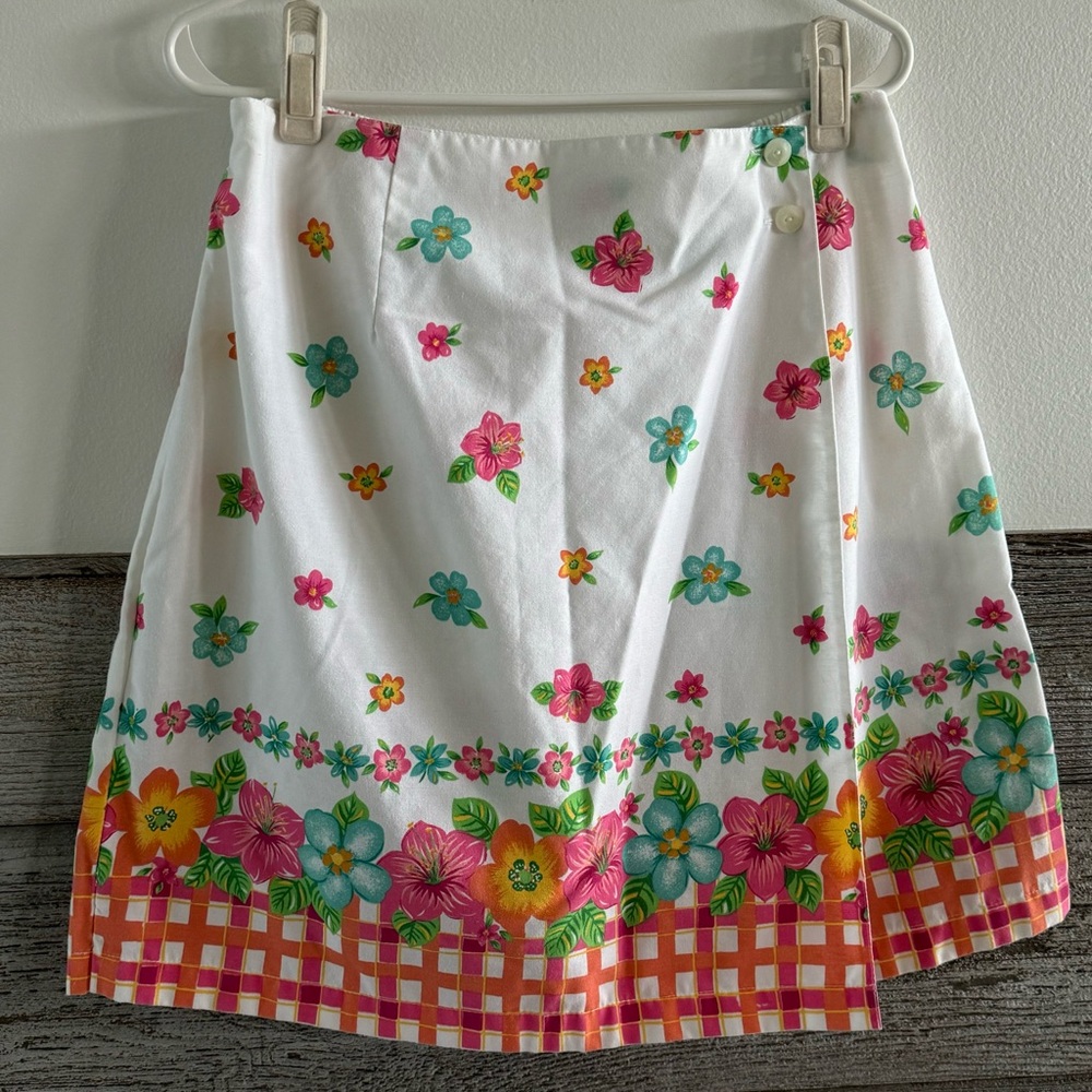 Vintage Cricket Lane 80’s floral/plaid skort Size 14 (B1)